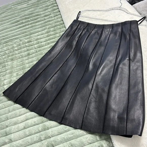 INC BLACK LEATHER SKIRT - Picture 2 of 7
